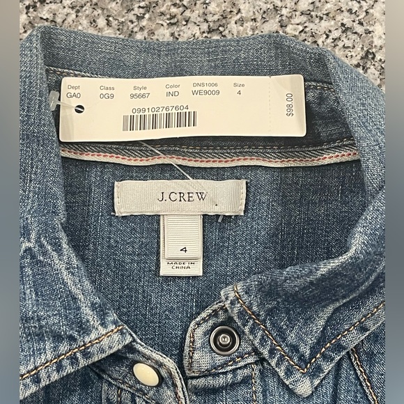 J. Crew Tops - J. Crew Denim Classic Fit Western Long Sleeve Blouse white snap closure sz 4